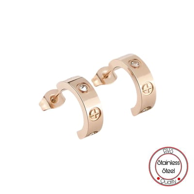 Soraro Exclusieve Dames Oorbel Zirkonia | Oorbellen | Staal | Cadeautje voor vrouw | Rose