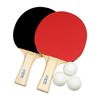 Novaex® tafeltennisbatjes complete set - 3 tafeltennisballen + set van 2 tafeltennis batjes - pingpongballen - pingpongbatjes