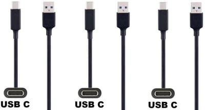 3 stuks OneOne 1,0m USB C kabel. Zwarte laadkabel. Oplaadkabel snoer past op Samsung Galaxy M06, M42, M20, M31s, M32, M33, Xcover 5, Xcover 6 Pro, Xcover 7 / 7 Pro, Xcover Pro, Xcover FieldPro