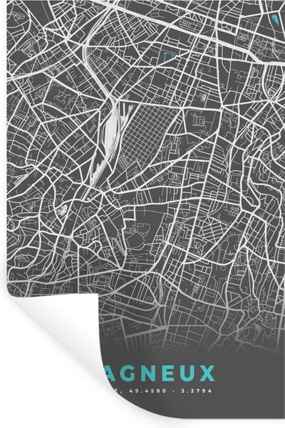 Muurstickers - Sticker Folie - Frankrijk - Plattegrond - Stadskaart - Kaart - Bagneux - 20x30 cm - Plakfolie - Muurstickers Kinderkamer - Zelfklevend Behang - Zelfklevend behangpapier - Stickerfolie