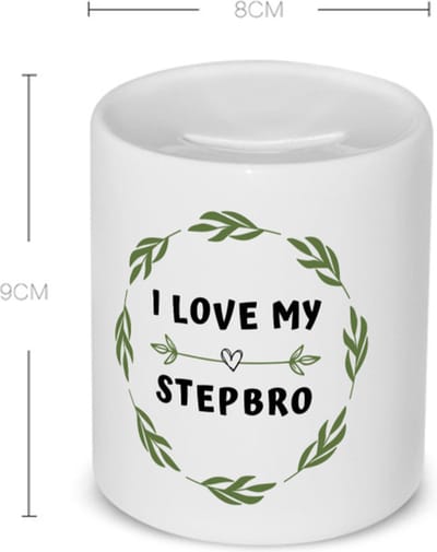 Akyol - i love my stepbro Spaarpot - Broer - liefste stiefbroer - verjaardag - cadeautje voor broer - broer artikelen - kado - geschenk - 350 ML inhoud