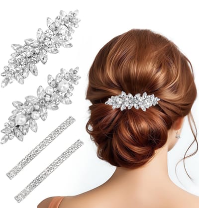 Dailygoods- Haarspelden Elegante Strass - Haarspelden Dames - Haarspeld voor Vrouwen - Glamour Haaraccessoires - Set van 4 Stuks - Perfect voor Speciale Gelegenheden - Haarclips