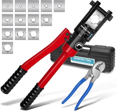 Hydraulische Krimptang - Kabelschoen Tang - Koper Aluminium - 13 Krimpvorm Sets - 8-300 mm² - Rood
