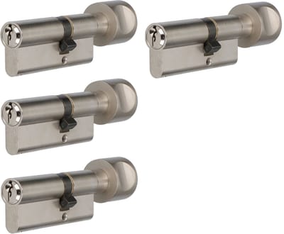 S2 knopcilinder 30/30 SKG** set van 4 stuks gelijksluitend