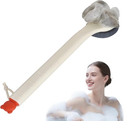 Exfoliërende Lichaamsborstel met Lange Handgreep voor Douche, Dubbelzijdig met Loofah en Voetborstel, Perfect voor Verzorging en Ontspanning