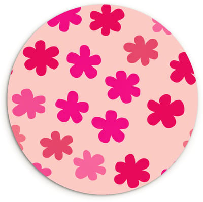WallCircle® Wandcirkel 120x120 cm - Muurcirkel Bloemen - Patroon - Roze - Muurdecoratie woonkamer - Wanddecoratie slaapkamer - Kamer decoratie accessoires - Ronde schilderijen XXL