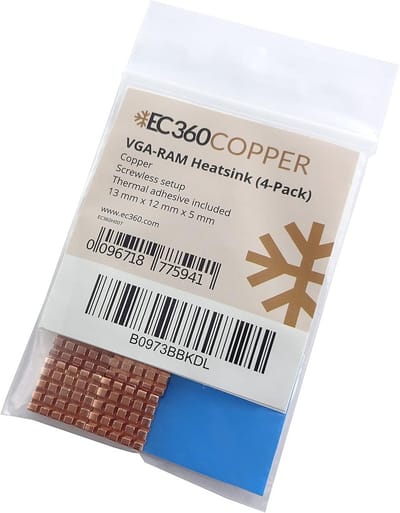 4-Pack Koperen Koelblokken voor VGA RAM Geheugen 12x13x5mm