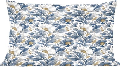 Sierkussens - Kussentjes Woonkamer - 60x40 cm - Bloemen - Wit - Blauw