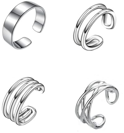 4 stuks oorclips, zilver, zonder gat, nepsterling zilver, dames, verstelbaar, hypoallergeen, sieraden voor dames