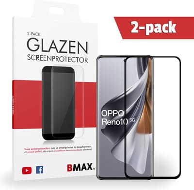 2-pack BMAX Screenprotectors geschikt voor OPPO Reno 10 - Van gehard glas - Samsung screenprotectors - Telefoonaccessoires - Telefonie & Accessoires - Beschermglas - Glazen screenprotectors