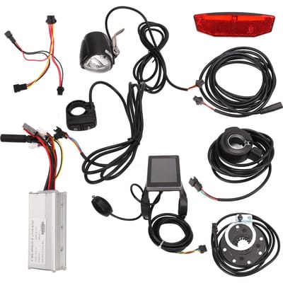 Kit contrôleur de moteur de vélo électrique 25A avec compteur GD06, interrupteur d'éclairage, contrôleur de moteur sans balais LCD black