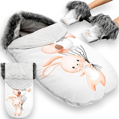 Voetenzak Kinderwagen - Winter Inlay - Winterse Uitjes - Warmte en Bescherming - 90x45cm - Konijn
