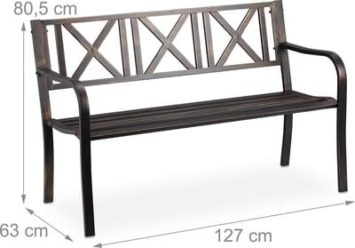 tuinbank - 2 personen - 127 breed - staal - tot 200 kg - buitenbank