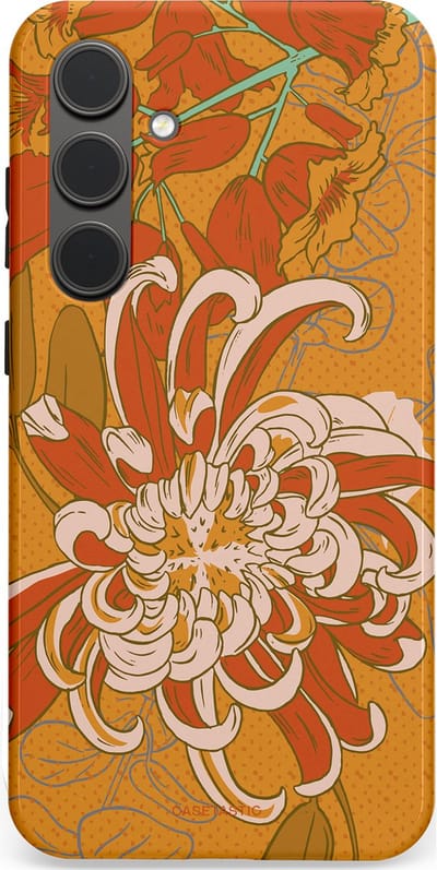 Casetastic hoesje geschikt voor Samsung Galaxy S24 Plus - Dubbellaagse bescherming - Bloemige lente - Fashion Case - Okergeel Terracotta Beige