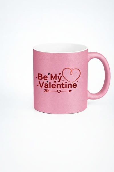 Roze Glitter Mok "Be My Valentine" - Perfect Valentijnscadeau