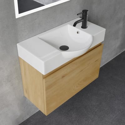 Dailygoods- Badmeubelset 55 cm breed - Wastafelonderkast - Badkamerkast - Badkamermeubel - Kleine Kast - Eiken Natuurlijk