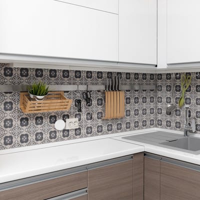 Zelfklevende tegelmuurstickers voor keuken en badkamer - 30 cementtegelstickers (Azulejos Porfirio) - 30 stickers, 20x20cm