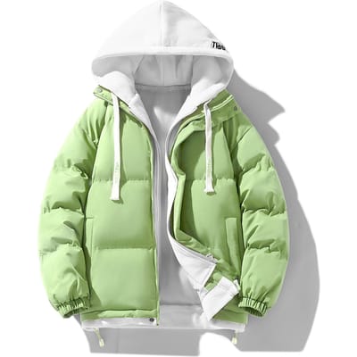 Heren Winter Losse Casual Verdikte Warme Gewatteerde Jas Japanse Trend Gewatteerde Jas met Capuchon 4XL groen