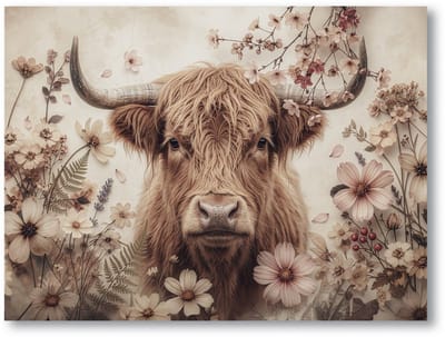 Schilderij Woonkamer - Modern Canvas Kunstwerk - 100 x 75 cm - Highland Grace - PosterGuru
