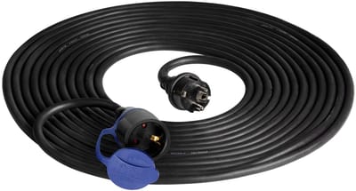 Rubber Verlengsnoer 10 Meter - Verlengkabel - voor buitengebruik en camping - Ook aan te sluiten op Noodgenerator - IP44 spatwaterdicht - H07RN-F (3 x 1,5 mm²) - Zwart