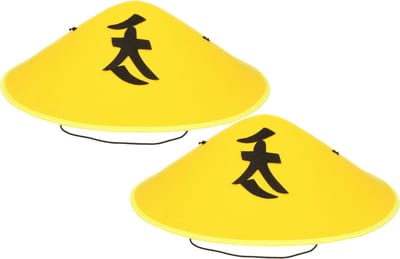 Funny Fashion Chinese Aziatische verkleedhoed - 2x - geel - vilt - carnaval - volwassenen