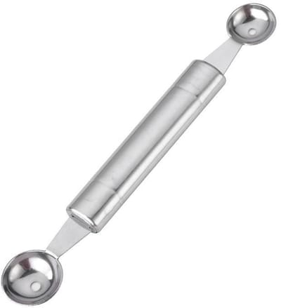 Dailygoods- Meloenballer Dubbelzijdig 20 Cm - Roestvrij Staal - Fruitballenlepel - IJsballenschep - Duurzaam - Lichtgewicht 40g