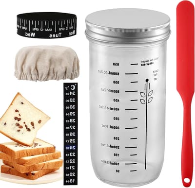 Container voor Moedergist 730 ml - Fermentatiecontainer met Thermometer, Deksel en Accessoires voor Broodbereiding
