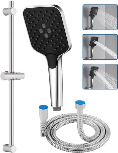 Auralum Max Doucheset met Handdouche - Douchekop Ø 14.5 cm - 3 standen - 70 cm Glijstang - Doucheslang 150 cm - Complete Glijstangset - Chroom