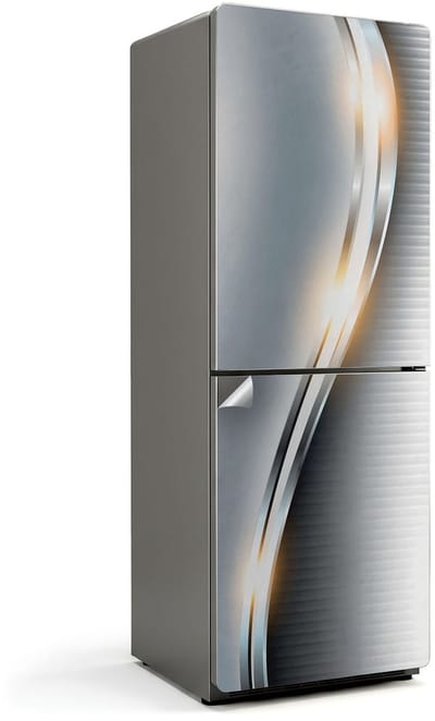Wallfluent Koelkaststickers - Modern golvend patroon Koelkast Folie - 70 cm x 190 cm - Grijs Koelkaststickers - Zelfklevende Koelkaststicker - Stijlvolle Koelkast Stickers - Koelkast Wrap - Koelkast Makeover