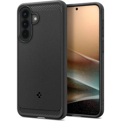 Spigen Hoesje Geschikt voor Samsung Galaxy A57 - Rugged Armor Case - Carbon Back Cover met Air Cushion - Matte Zwart
