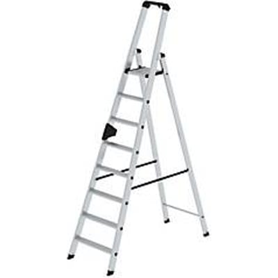 Munk vouwladder - aluminium - enkelzijdige toegang - geribbelde treden - tot 150 kg-  nivello ladderschoenen - 8 treden
