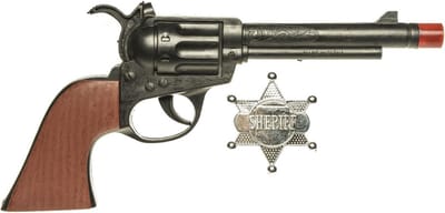 Duckiez Cowboy speelgoed pistool - 24 cm - met sheriff ster - Cowboy verkleedaccessoires wapen - western thema