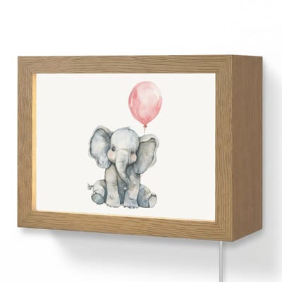 Wandlamp 20x15 cm - Oplaadbaar - Olifant - Baby dier - Roze ballon - Wandlampen binnen woonkamer - Slaapkamer lamp met kabel - Decoratieve nachtlamp - Vloerlamp snoer