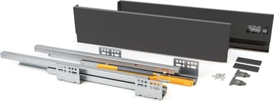 Emuca Lade kit Concept voor keukens, hoogte 105 mm, diepte 500 mm, zachte sluiting, Staal, Antraciet