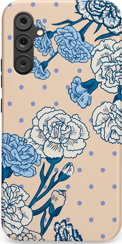 Casetastic hoesje geschikt voor Samsung Galaxy A34 (2023) 5G - Dubbellaagse bescherming - Anjer elegantie - Fashion Case - Zand Zilver Lichtblauw