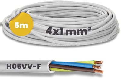 Slangkabel 4 x 1 mm² - Flexibele PVC Stroomkabel voor Binnengebruik - 4-aderig Wit