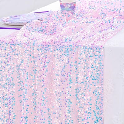 SnelShoppen - Glitter Tafelrunner met Sequins Roze 63x300cm - Feestdecoratie voor Verjaardag, Bruiloft, Kerst en Pasen - Luxe Tafeldecoratie voor Tuin