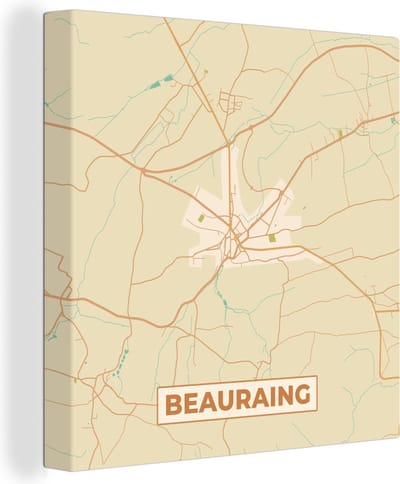 Canvas Schilderij België - Kaart - Bearaing - Plattegrond - Stadskaart - 20x20 cm - Wanddecoratie