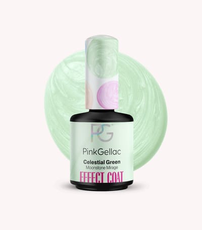 Pink Gellac Gellak Effect Coat - Celestial Green 15ml - Groene effect coat Gellak - Gel Nagels Producten