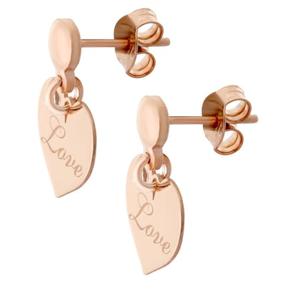 Orphelia - Zilver rosékleurig PVD Love Hart Oorknoppen - ZO-7187/RG - 1.9 cm