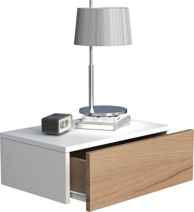 Houten wandlade nachtkastje wandplank lade console nachtkastje Usal M 45 cm