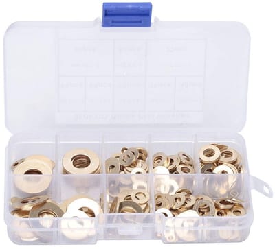 Dailygoods- Sluitringen 360 stks - Messing Platte Ringen - Roestbestendig - Corrosiebestendig - Afdichtingen - Plastic Doos met Compartimenten - Wasmachines