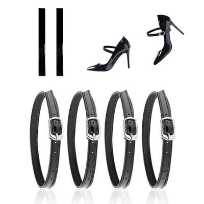Allecto - Dames Hoge Hakken - 2 Paar met Lacing - Antislip en Faux Leer Enkelbandjes - Zwart - Comfortabele schoenen - Perfect voor feesten - One Size