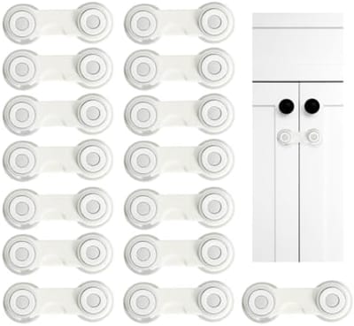 15-delig kinderveiligheidsset voor lades en kasten - plakmontage, wit-grijs
