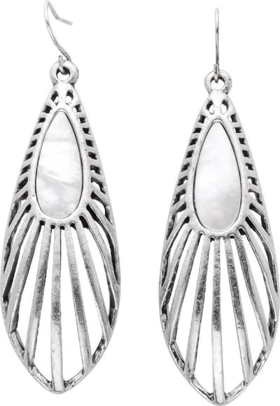Behave - Oorhangers dames druppelvorm - Natuuraccent - Zilverkleur