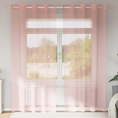 vidaXL - Gordijnen - voile - met - doorvoertules - 2 - st - 140x245 - cm - roze