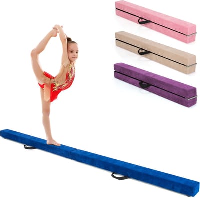 COSTWAY Evenwichtsbalk, 210 cm, opvouwbare gymnastiekbalk, balansbalk tot 70 kg belastbaar, draagbare balk met draaggrepen, gymnastiekbalk, evenwichtsbalk voor thuisgymnastiek