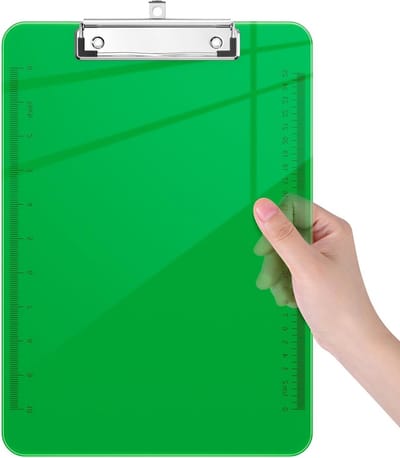 Translucent Low Profile Clipboard met Liniaal, Groene Clipboard voor Kantoorbenodigdheden, 12.5" x 9", Ideaal voor Notities en Organisatie