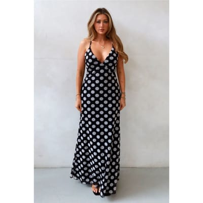 Audrey Polka V-Hals Maxi Jurk