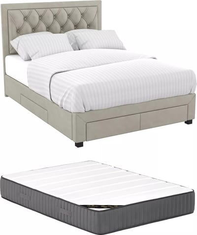 Vente-unique Bedframe fluweel beige 180 x 200 cm LEOPOLD